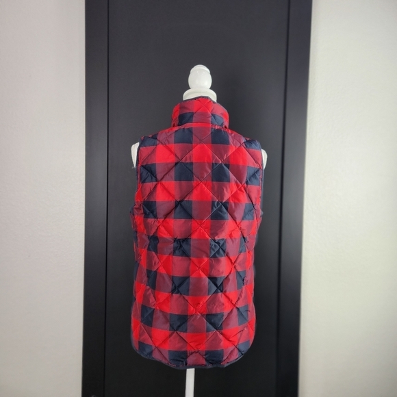 J. Crew Red & Navy Buffalo Plaid Down Puffer Vest Size Small - Picture 9 of 14